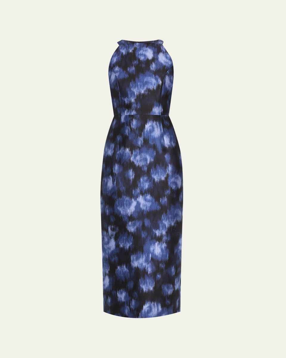 Abstract Halter Cutout Midi Dress
